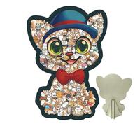 Cat Puzzle | Wooden Games in the Shape of Colourful Animals, Home Decoration with Cat | For Girlfriend Men Women Children Boys Girls Young Teens Family Friends