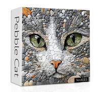 Cat Puzzles for Adults 1000 Pieces, Challenging Stone Mosaic Cats Jigsaw Puzzles, Nature Pebble Kitten Animal Puzzle as Home Decor