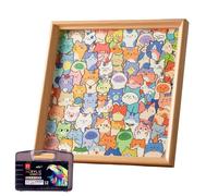 Cat Puzzles - Wooden Animal Puzzle, 20cm Coloring Jigsaw Frame, Educational Craft Toy, Creative Learning Game, Fun Skill Builder | Kids Travel Preschool Bedroom Classroom Birthday Holiday Playroom