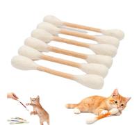 Cat Qtip Toy, 6pcs Cotton Swabs Qtip Cat Toy With Catnip, Kitten Chew Toys Teething Sticks, Interactive Felt Kitty Kicker Play Lover Gift Accessories (White)