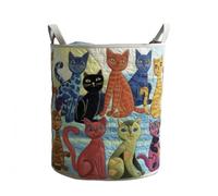Cat Quilted Laundry Basket - Original Handmade Quilted Fabric Storage Bin for Clothes & Home Organization (C,Large (20" x 28"))