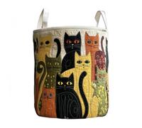 Cat Quilted Laundry Basket - Original Handmade Quilted Fabric Storage Bin for Clothes & Home Organization (B,Large (20" x 28"))