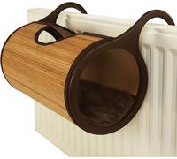 Cat Radiator Bed. Made of Bamboo Slats & Includes Fur Cushion. 48 x 39.5 x 33cm