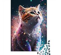 Cat Rainbow Bright 1000-Piece Jigsaw Puzzle for Adults, 70x50cm/1000pcs; for Calm Concentration at Home; Clean White Cardboard for Sorting