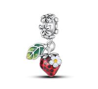 Cat Rainbow Flower Strawberry Avocado Fruit I Love You Heart Mum Mom Mother Charm Bead Pendant 925 Sterling Silver Compatible With Pandora Charm Moments Bracelet (Strawberry Daisy Flower)