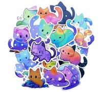 Cat Rainbow Starry Sky Sticker Cartoon Animal Decals Waterproof Self-Adhesive Funny Vinyl Stickers for Cat Lovers Scrapbook Laptop Journal