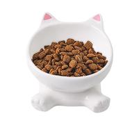Cat Raised Food Bowl - Cat Raised Food Bowl 12.5x10.5cm, Tall Ceramic Tilted Dish, Spill Proof Pet Kitten Puppy | Drinking Feeding Present Apartment City Living Travel Long Lasting Ceramic Material