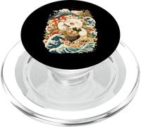 Cat Ramen Aesthetic Japanese Traditional Artwork Anime Cat PopSockets PopGrip for MagSafe