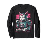 Cat Ramen Cyborg Japanese Aesthetic Mecha Anime Cat Long Sleeve T-Shirt