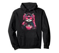 Cat Ramen Cyborg Japanese Aesthetic Mecha Anime Cat Pullover Hoodie