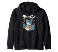 Cat Ramen Cyborg Japanese Aesthetic Mecha Anime Cat Zip Hoodie