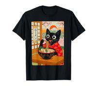 Cat Ramen Funny Graphic Tees Japanese Kawaii Cat Anime T-Shirt