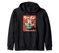 Cat Ramen Noodle Bowl Cute Kawaii Style Design Zip Hoodie