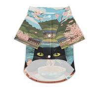 Cat Ramen Noodles Japan Lightweight Dog Shirt Breathable Summer Clothes Casual Pet T-Shirts for Small Medium Large Dogs Cats