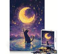 Cat Reaching for The Moon Jigsaw Puzzles 1000 Pieces for Adults Cognitive Skill Time Well Spent Exact Cut Memorable Gift size 38x26cm