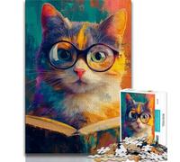 Cat Reading A Book 1000 Piece Jigsaw Puzzle for Adults And Teenagers,Decompressing Intellectual Educational Toy Great Gifts And Toys (38x26cm)