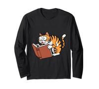 Cat Reading a Book Crazy Kitty Bookworm Long Sleeve T-Shirt