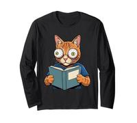 Cat Reading a Book Crazy Kitty Bookworm Long Sleeve T-Shirt