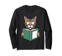 Cat Reading a Book Crazy Kitty Bookworm Long Sleeve T-Shirt