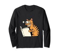 Cat Reading a Book Crazy Kitty Bookworm Long Sleeve T-Shirt
