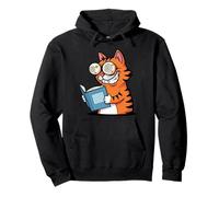 Cat Reading a Book Crazy Kitty Bookworm Pullover Hoodie