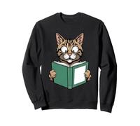 Cat Reading a Book Crazy Kitty Bookworm Sweatshirt