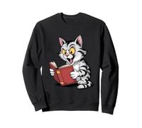 Cat Reading a Book Crazy Kitty Bookworm Sweatshirt