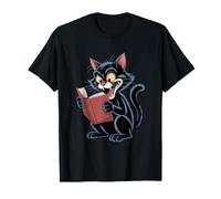 Cat Reading a Book Crazy Kitty Bookworm T-Shirt