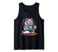 Cat Reading a Book Crazy Kitty Bookworm Tank Top