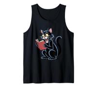 Cat Reading a Book Crazy Kitty Bookworm Tank Top