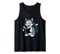Cat Reading a Book Crazy Kitty Bookworm Tank Top