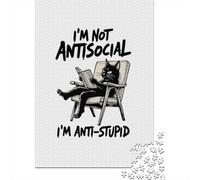 Cat Reading A Book, I'm Not Antisocial Jigsaw Puzzle for Adults, 1000 Pieces, 38x26cm/1000pcs, Relaxing Indoor Activity, Evening Leisure And Puzzle Lovers