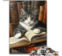 Cat Reading A Book JigsawPuzzle 1000 Pieces for Teenagers, Pattern Assembly Fun at Home Activities, Birthday Present,Travel Gifts (26x38cm)