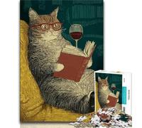 Cat Reading A Book Puzzles for Adults And Teenagers,Challenging To Complete But Fun And Humorous Educational Game for Birthday (75x50cm)