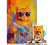Cat Reading A Newspaper Jigsaw Puzzles for Teenagers 1000 Piece Puzzle,Fun Games Every Piece Is Unique - Challenging Family Fun Game (50x75cm)