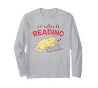 Cat Reading Book Lover Bookish Library Cat Mom Reader Art Long Sleeve T-Shirt