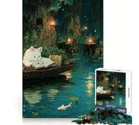 Cat Reading in A Magical Forest Jigsaw Puzzles for Teenagers 1000 Mind Exercise Peaceful Fun Exact Cut Unique Xmas Gift size 38x52cm