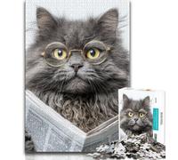 Cat Reading Newspaper Adult Puzzles 1000 Pieces,Help The Brain Exercise Addictive Toys to Cultivate Patience Unique Challenge Game (50x75cm)