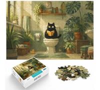 Cat Reading on Toilet Surrounded by Plants Jigsaw Puzzle, 1000 Piece | For rainy days and slower weekends, this adult jigsaw puzzle with 1000 pieces works for solo puzzling or shared time.