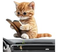 Cat Reading Shape Car Vent Decoration, Acrylic Materia Car Waterproof Decoration Aromatherapy, Cartoon Shape, for Drivers Travel Men Road Trips Vehicle Girls Interior