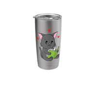 Cat Reads a Book from the Library Stainless Steel Insulated Tumbler