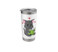 Cat Reads a Book from the Library Stainless Steel Insulated Tumbler