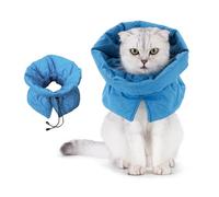Cat Recovery Collar, Soft Adjustable Cat Cone Alternative, Lightweight Waterproof Fasteners Collars for Cats Kittens Puppies, After Surgery Stop Licking (Lake Blue, Small)