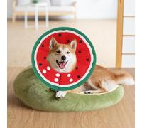 Cat Recovery Cone Collar, Double-Breasted Adjustable Cat Recovery Collar, Fruit Pattern Cat Cone Collar, Breathable Lightweight Pet Cone E-Collar Protective Collar for Cat Kitten Red M