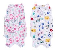 Cat Recovery Suit 2 Pack Breathable Surgery Recovery Suit for Cats Post-Op Wound Protection Spay Neuter Skin Conditions Alternative to Cone Soft Cat Onesie with Adjustable Fit S Style 2