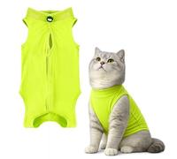 Cat Recovery Suit, Anti-Licking Cat Surgery Recovery Suit, Anti-Lick Pet Post Operative Vest for Kitten, Breathable Kitten Onesie Pet Surgical Shirt for Abdominal Wounds(M, Green)