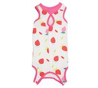 Cat Recovery Suit, Breathable Cotton Post Surgery Shirt for Abdominal Wounds, Anti Licking Cat Clothes with Back Opening for Easy Bathroom Use, Cute Strawberry Design (L)