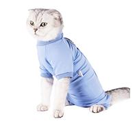Cat Recovery Suit for Abdominal Wounds Skin Diseases After Surgery Pets Vest with Stretchy Modal Fabric Neck Limb Convenient Quick-Fastening Closure to Protect from Outside and Licking