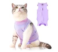 Cat Recovery Suit Post Surgery Bodysuit, Elizabethan Collar & Cone Alternative, Anti-Lick Pet Vest for Kitten Spaying, Professional Recovery Suit for Abdominal Wounds or Skin Diseases (Purple, S)