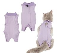 Cat Recovery Suit,Post Surgery Onesie for Kitten,Breathable Soft Anti Licking Cat Bodysuit,Spay Surgical Recovery Clothes for Abdominal Wounds Skin Diseases,Elizabethan Collar Alternative (Purple, M)
